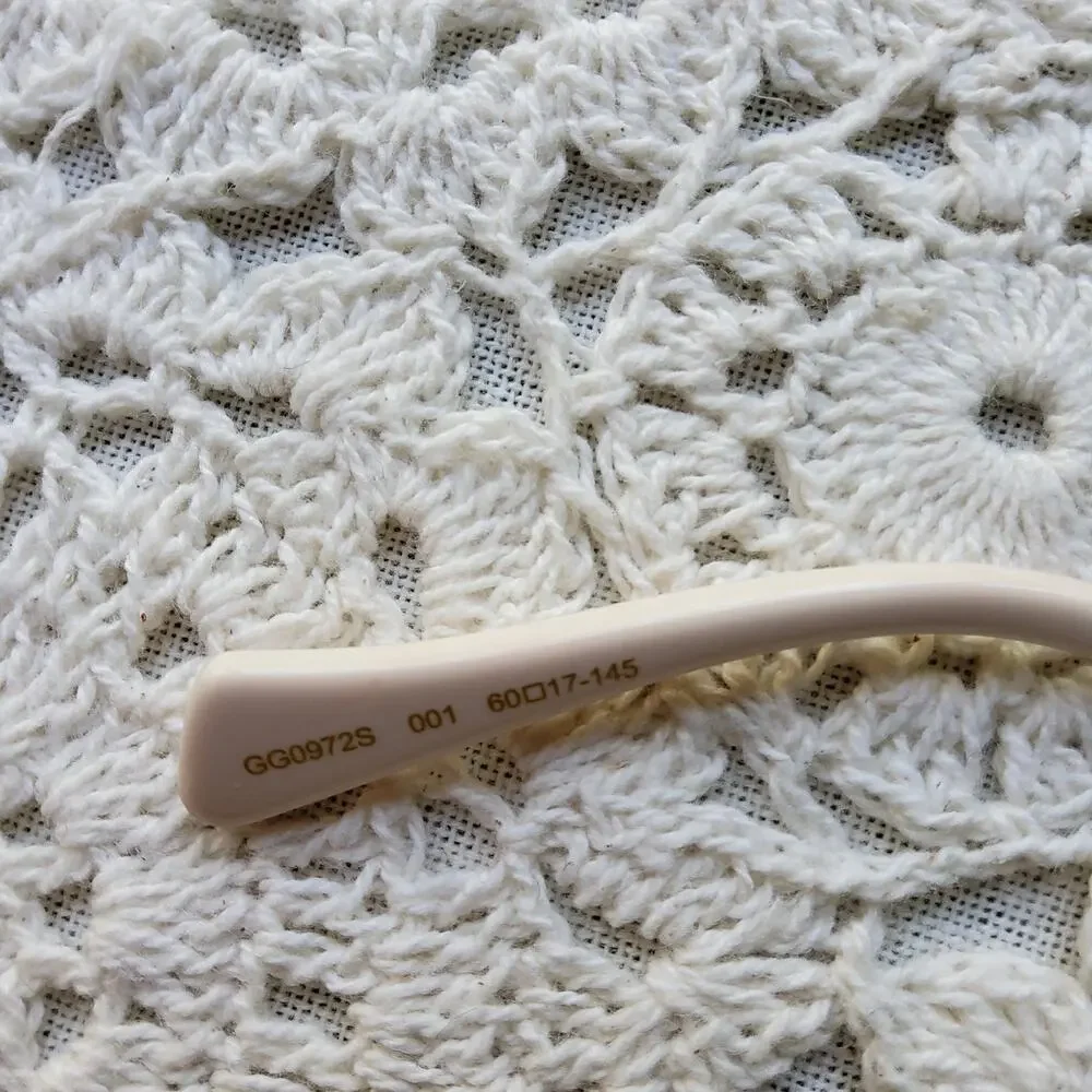 Gucci Baddie Retro Gold White Metal Frame Oversized Geometric Sunglasses